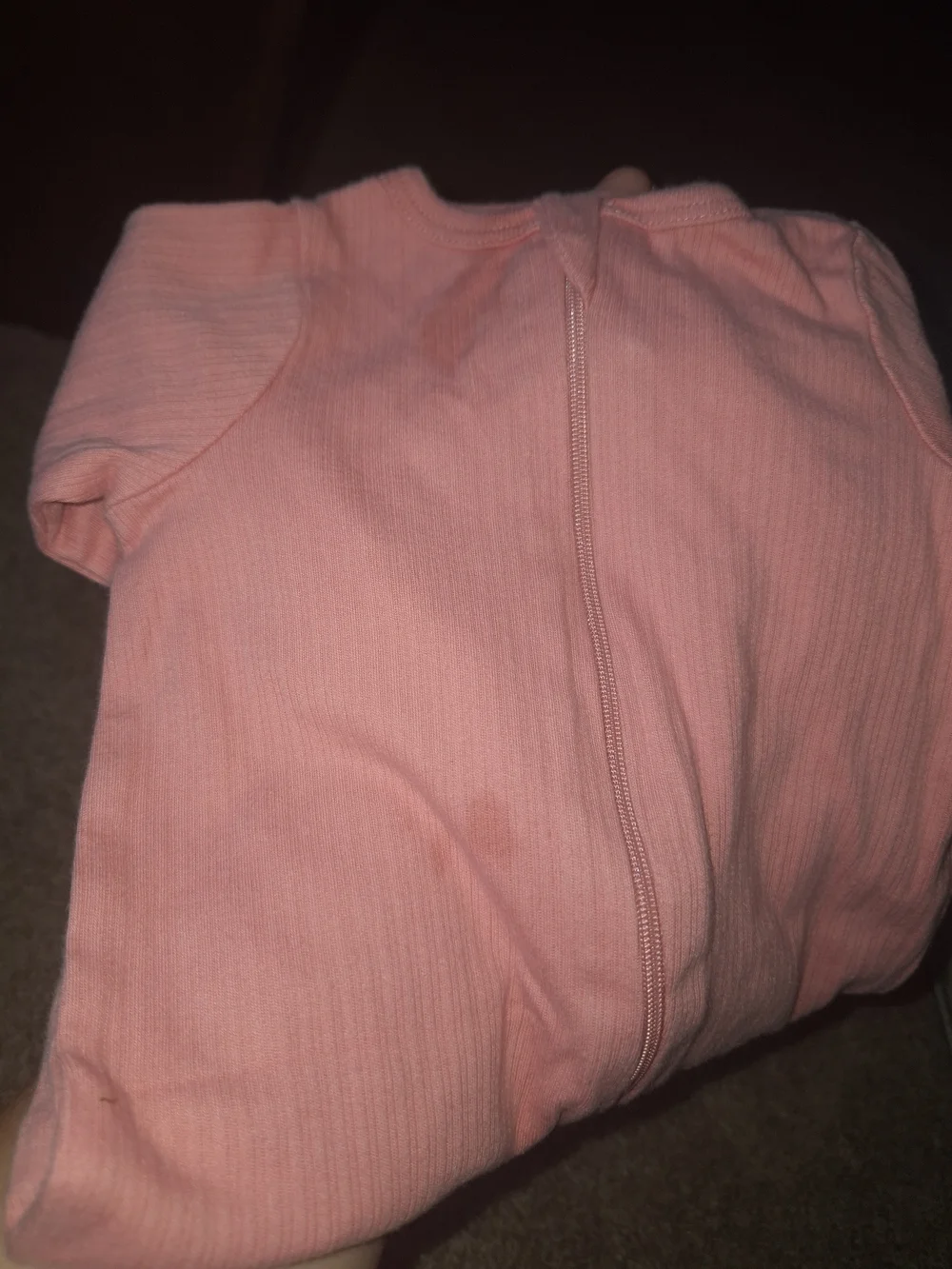 wonder nation Ribbed Long-Sleeve Footed One-Piece in Dusty Pink